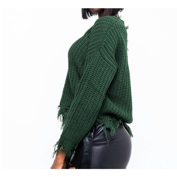 Cropped Knit Fringe Sweater - Picture 3 of 8